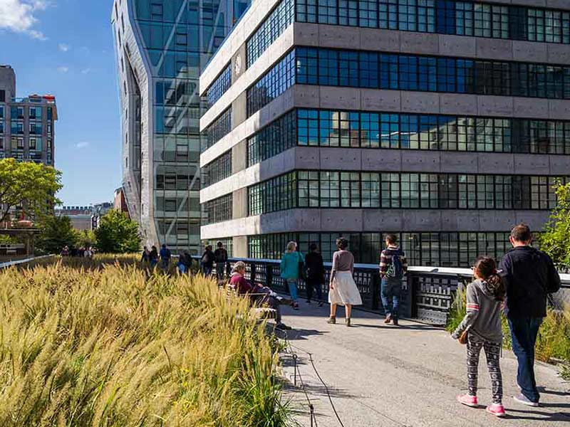 People walking in the office campus