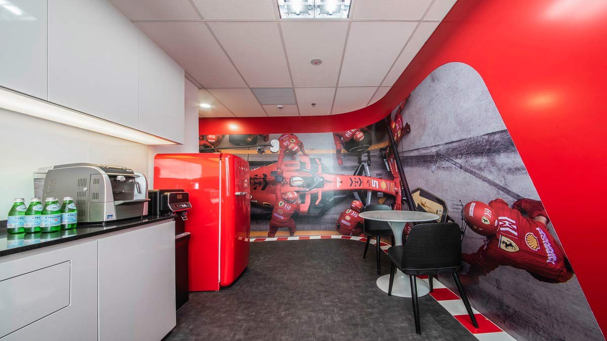 Ferrari new headquarters office coffee area with new design