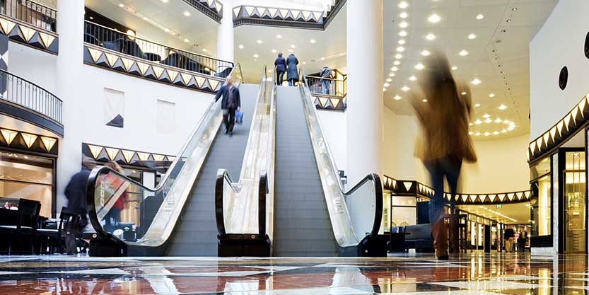escalator at shopping mall