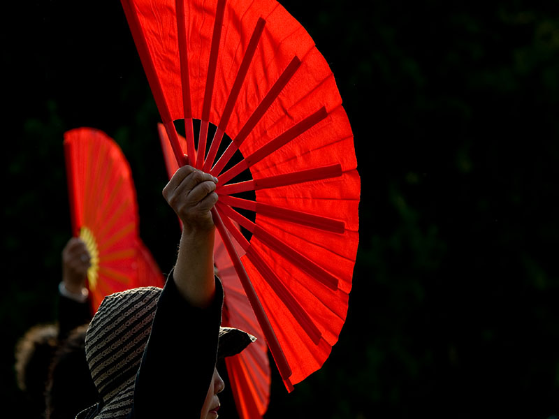 women with hand fan