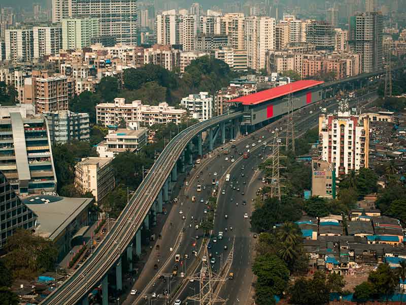 Aerial view of metro station