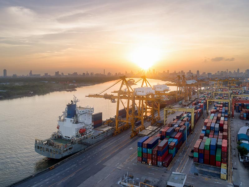 Aerial view of business port