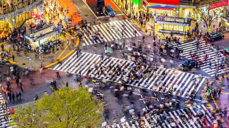 People crossing the road in zebra crossing