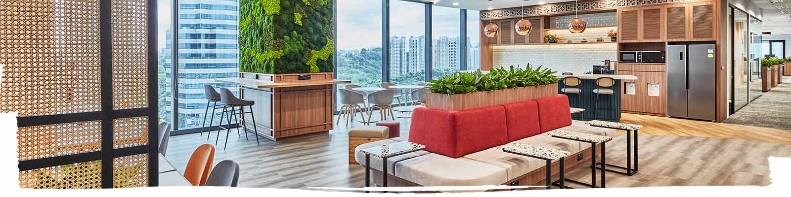 Social hub at Hilti’s new Singapore office with variety of seating