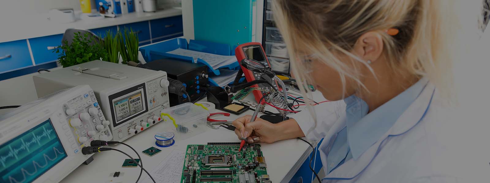 Girl working on semiconductor