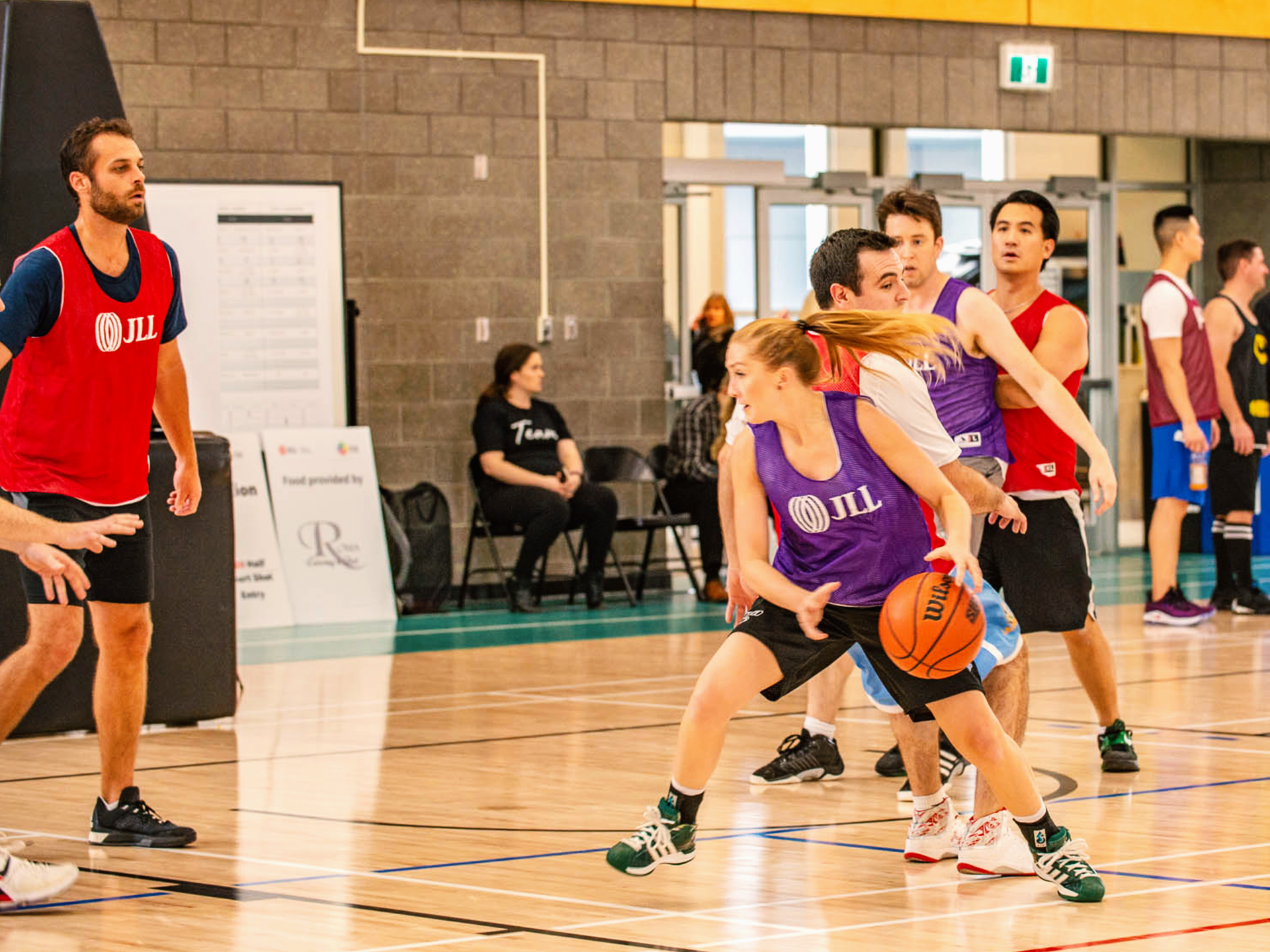 JLL employees practicing for the basketball tournament